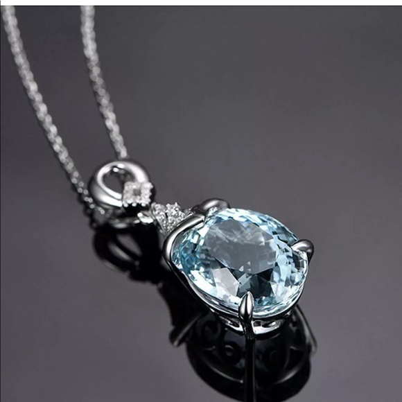 New Light blue natural stone necklace pendant - Picture 2 of 8